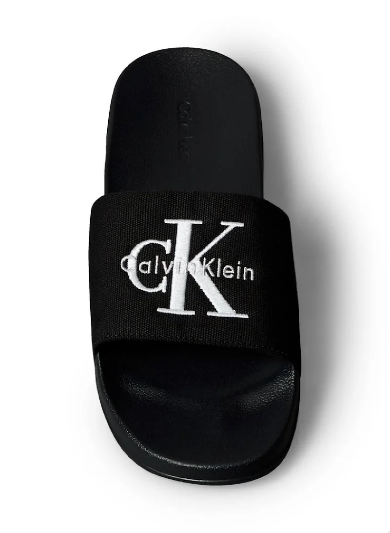 CALVIN KLEIN Triple Black Nemo - Canvas Signature Logo Sliders for Men | Best Price UAE